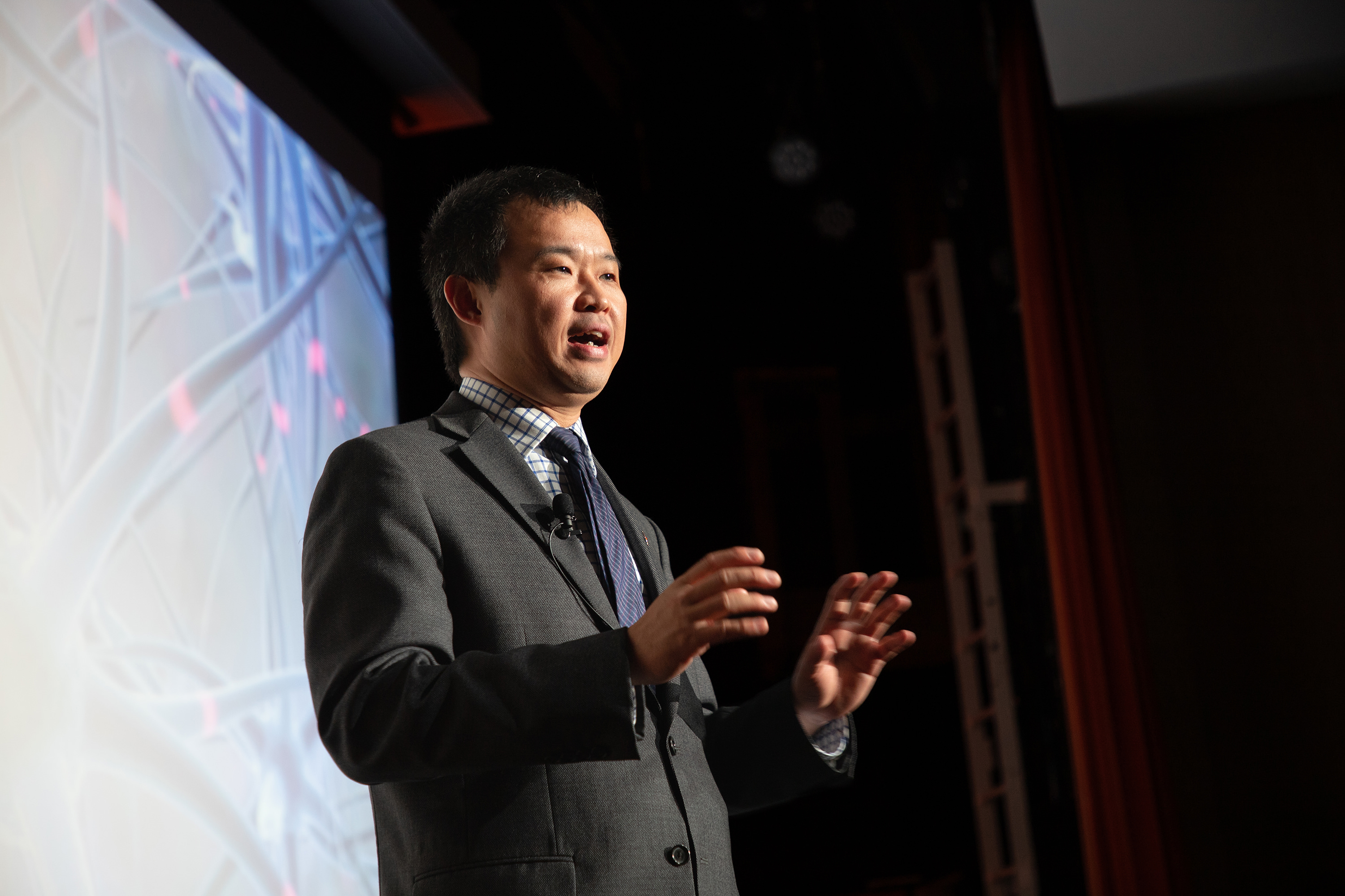 Dr. Junfeng Jiao presents at the spring 2023 Herbert Family University Lecture Series